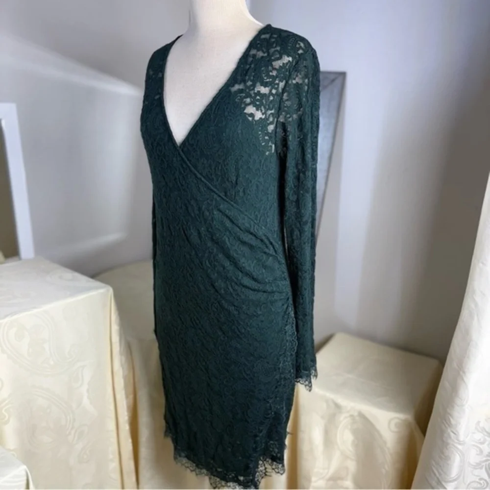 Free People Dark Green Lace Long Sleeve Dress